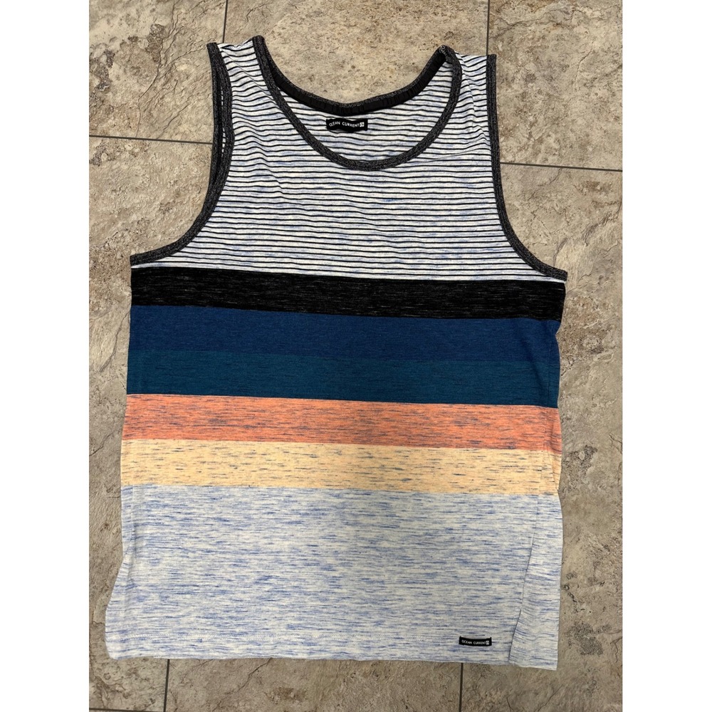 Mens Ocean Current Striped Tank Top Size Medium